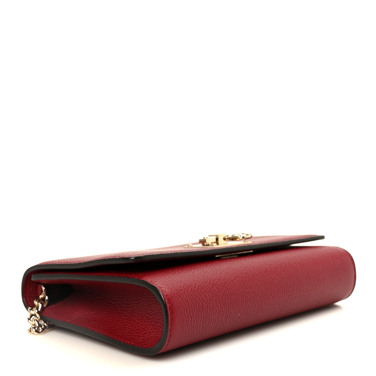 Salvatore Ferragamo Pebbled Calfskin Gancini Chain Crossbody Red 4 of 10