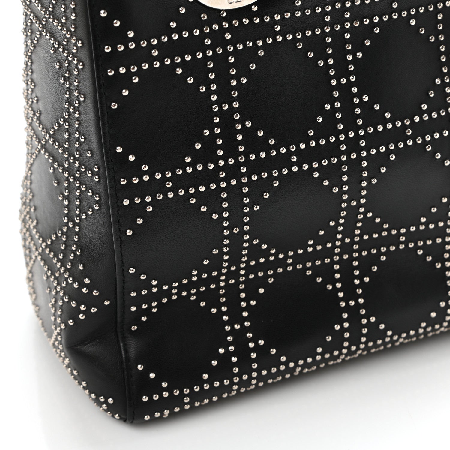 Christian Dior Calfskin Cannage Studded Medium Lady Dior Black 11 of 11