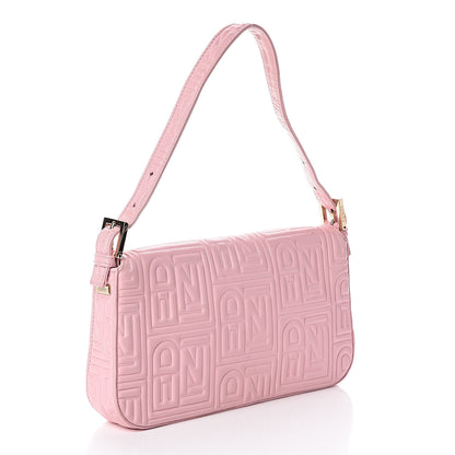 Fendi Nappa Logo Embossed Baguette Pink 3 of 9