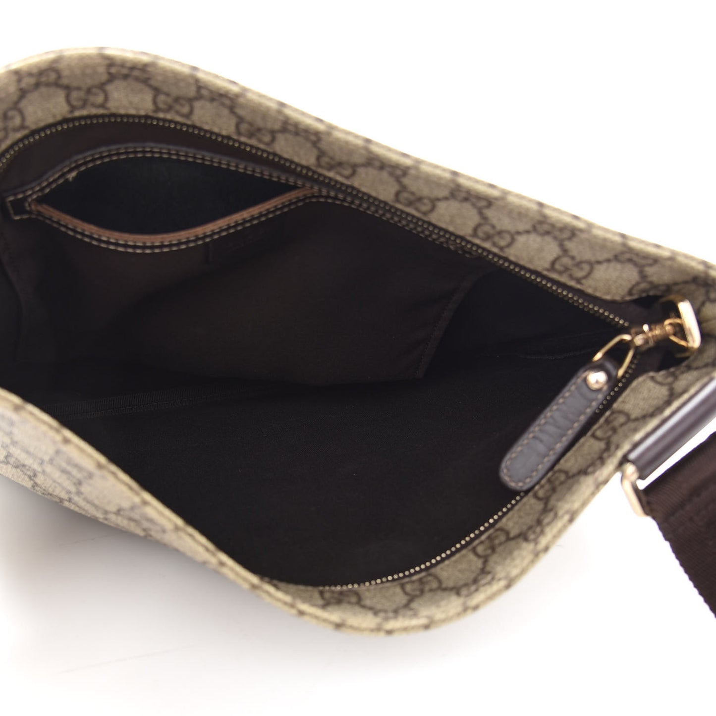GG Supreme Monogram Medium Flat Messenger Bag Dark Brown