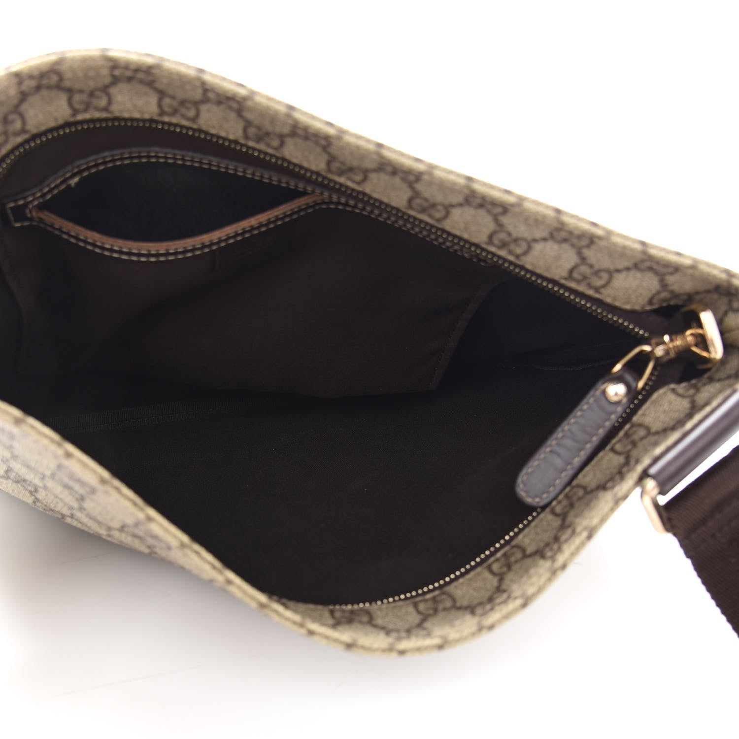 Gucci GG Supreme Monogram Medium Flat Messenger Bag Dark Brown 5 of 10