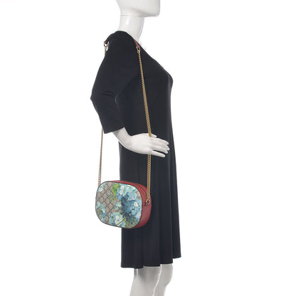 Gucci GG Supreme Monogram Blooms Mini Chain Shoulder Bag Beige Blue Navy Hibiscus Red 2 of 12