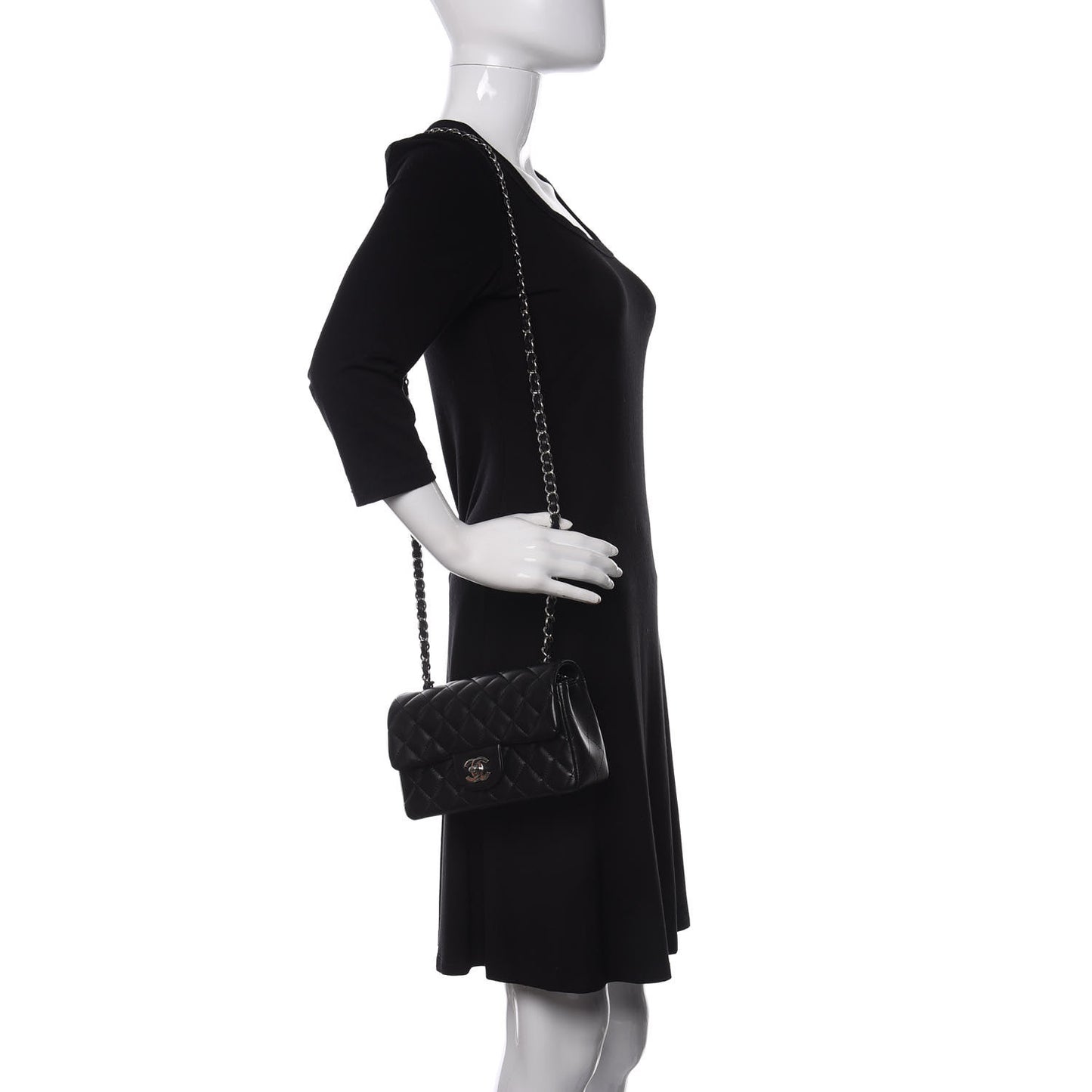 Lambskin Quilted Mini Rectangular Flap Black