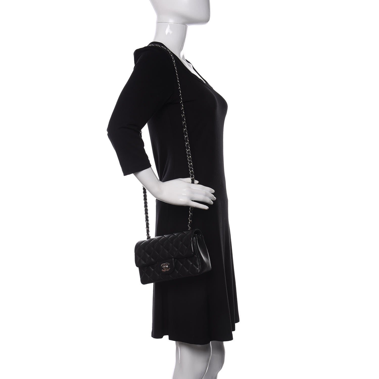 Chanel Lambskin Quilted Mini Rectangular Flap Black 2 of 11