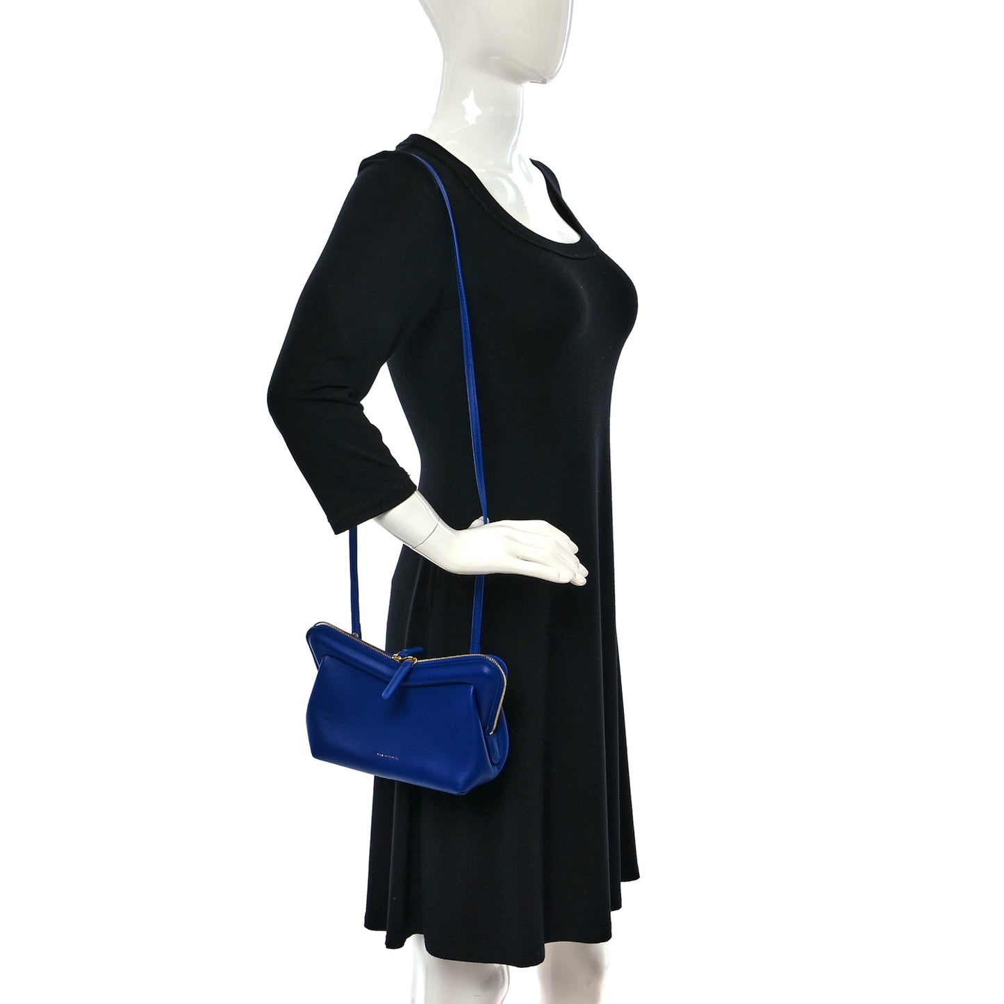 Smooth Calfskin Mini Frame Crossbody Bag Blue