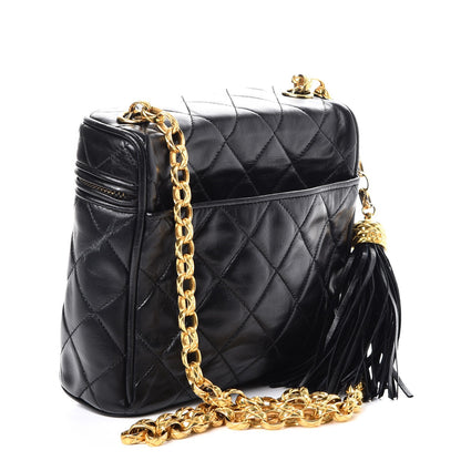 Chanel Lambskin Quilted Tassel Shoulder Bag Black 3 of 9
