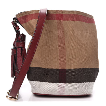 Burberry Canvas Mega Check Mini Ashby Tassel Crossbody Burgundy Red 3 of 15