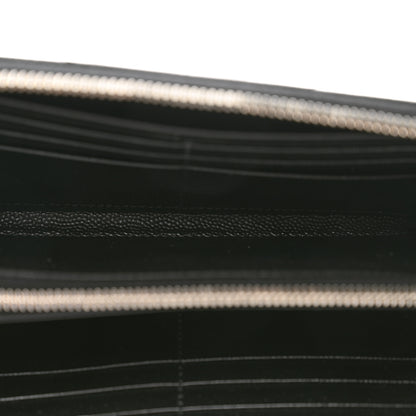 Saint Laurent Grain De Poudre Matelasse Chevron Monogram Zip Around Wallet Black 5 of 9