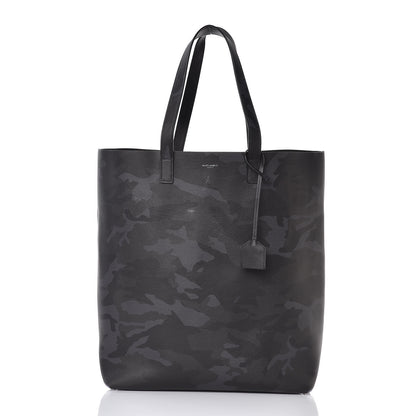Saint Laurent Calfskin Camouflage Shopping Tote Black Grey 3 of 13