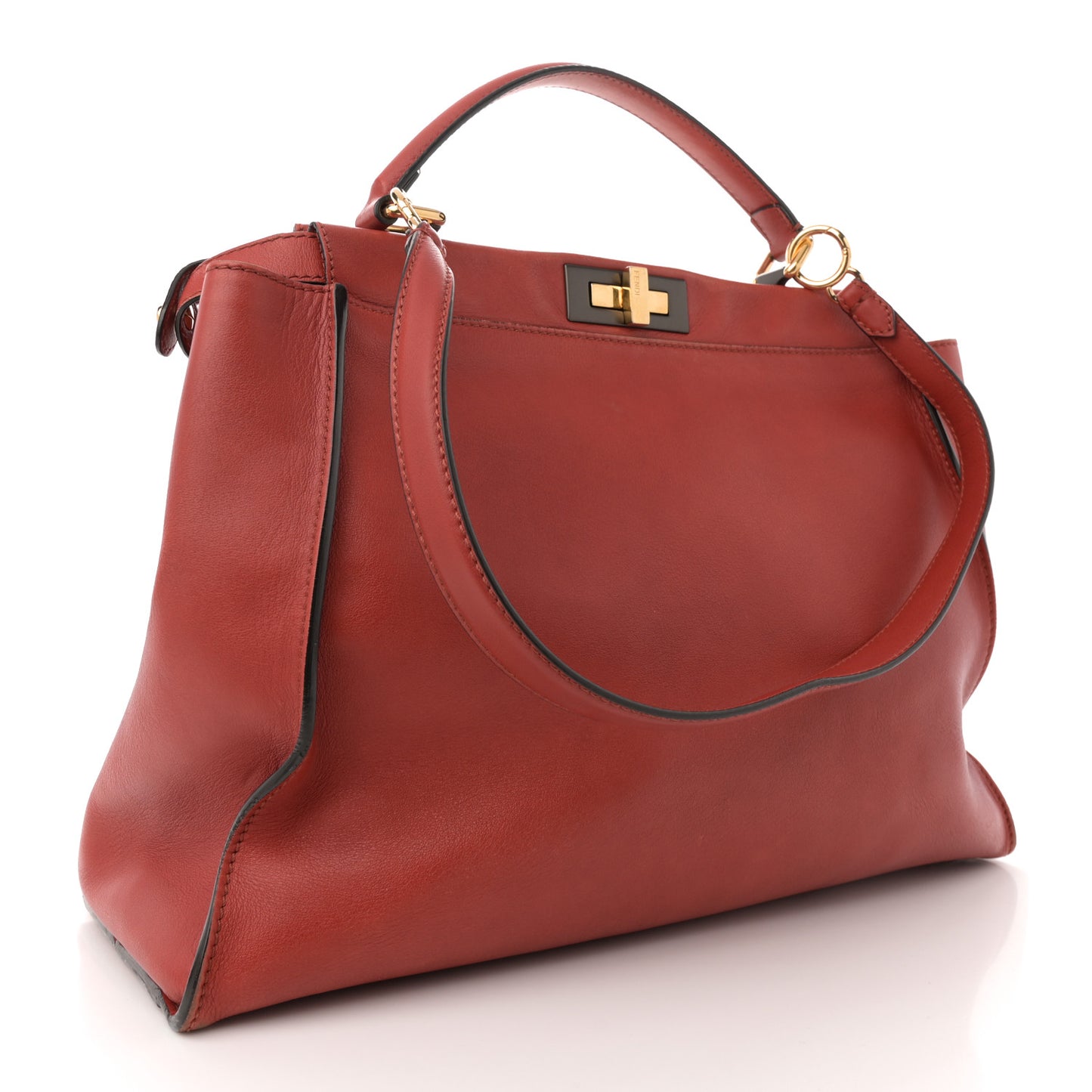 Vitello Suede Large Peekaboo Iconic Satchel Terra di Siena
