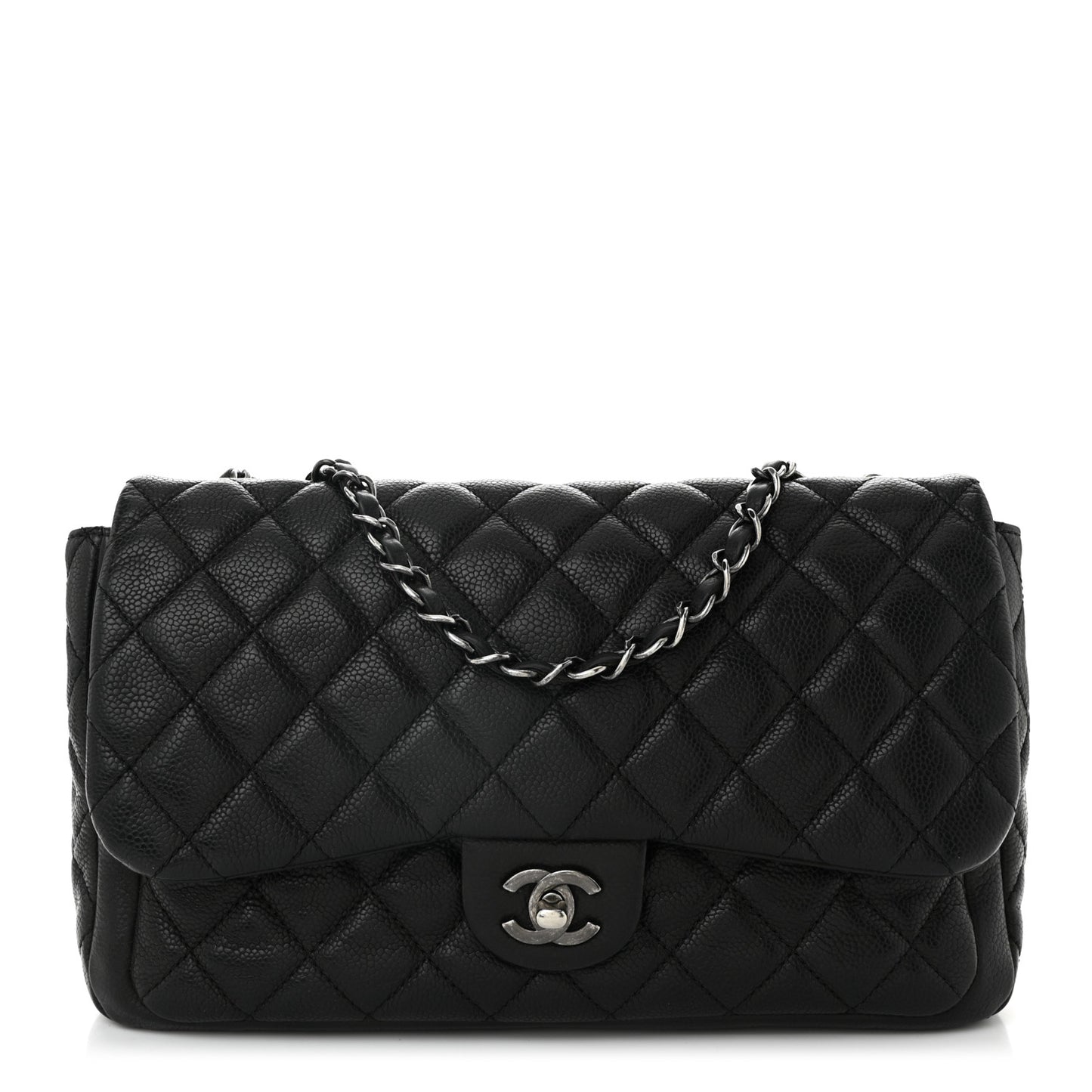 Caviar Quilted Large Now and Forever Flap Black