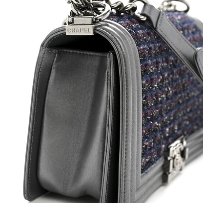 Chanel Tweed Metallic Lambskin Medium Boy Flap Silver 14 of 14