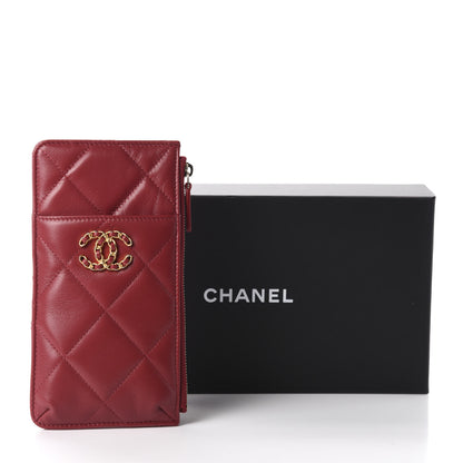 Chanel Shiny Goatskin Quilted 19 Flat Wallet Pouch Red 8 of 8