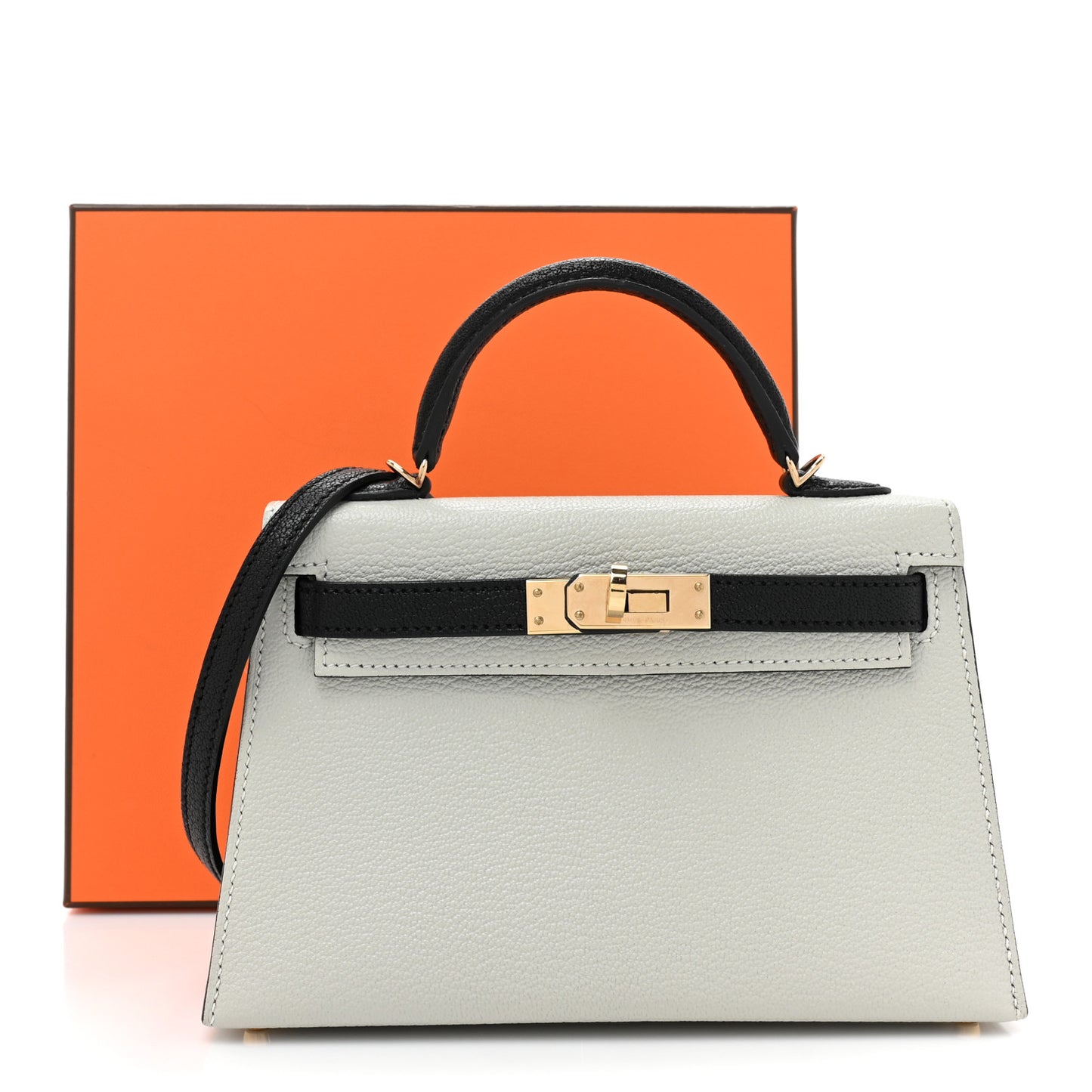 Chevre Mysore Horseshoe Mini Kelly Sellier 20 Gris Perle Black