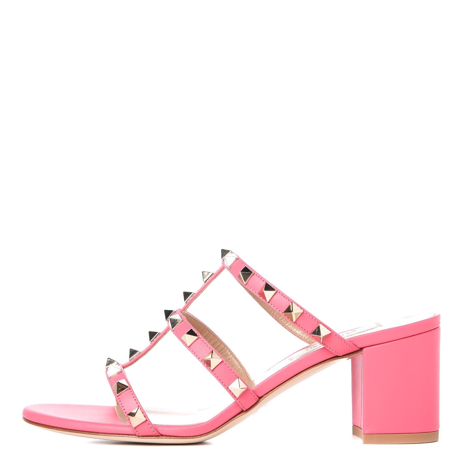 Valentino Garavani Calfskin Rockstud 60mm Caged Slide Sandals Sandals 37 Shadow Pink 1 of 9
