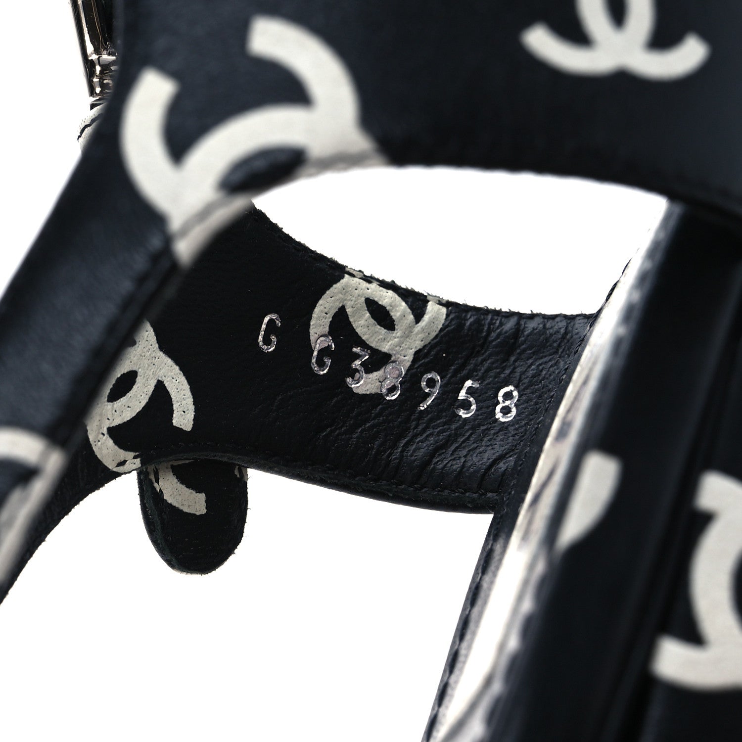 Chanel Printed Lambskin Coco Beach Platform Sandals 39 Black White 10 of 13