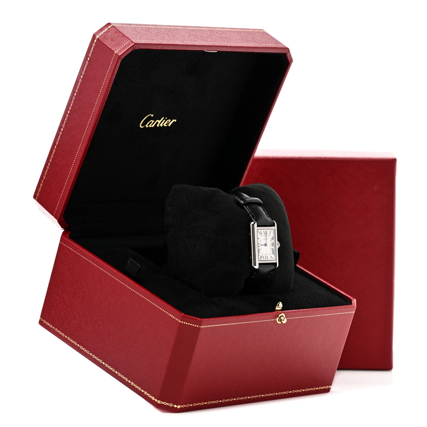 Stainless Steel Calfskin 22mm Must de Cartier Tank Quartz Watch