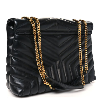 Saint Laurent Calfskin Y Quilted Monogram Medium Loulou Chain Satchel Black 3 of 9