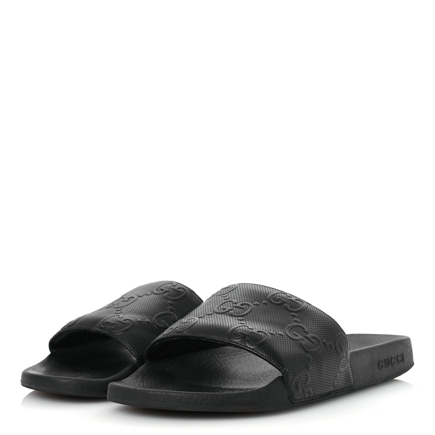 Gucci Rubber GG Monogram Mens Slide Sandals 11 Black 4 of 11
