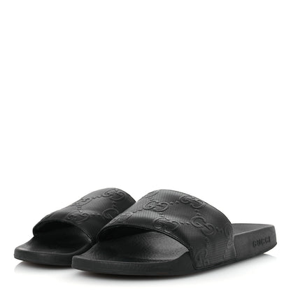 Gucci Rubber GG Monogram Mens Slide Sandals 11 Black 4 of 11