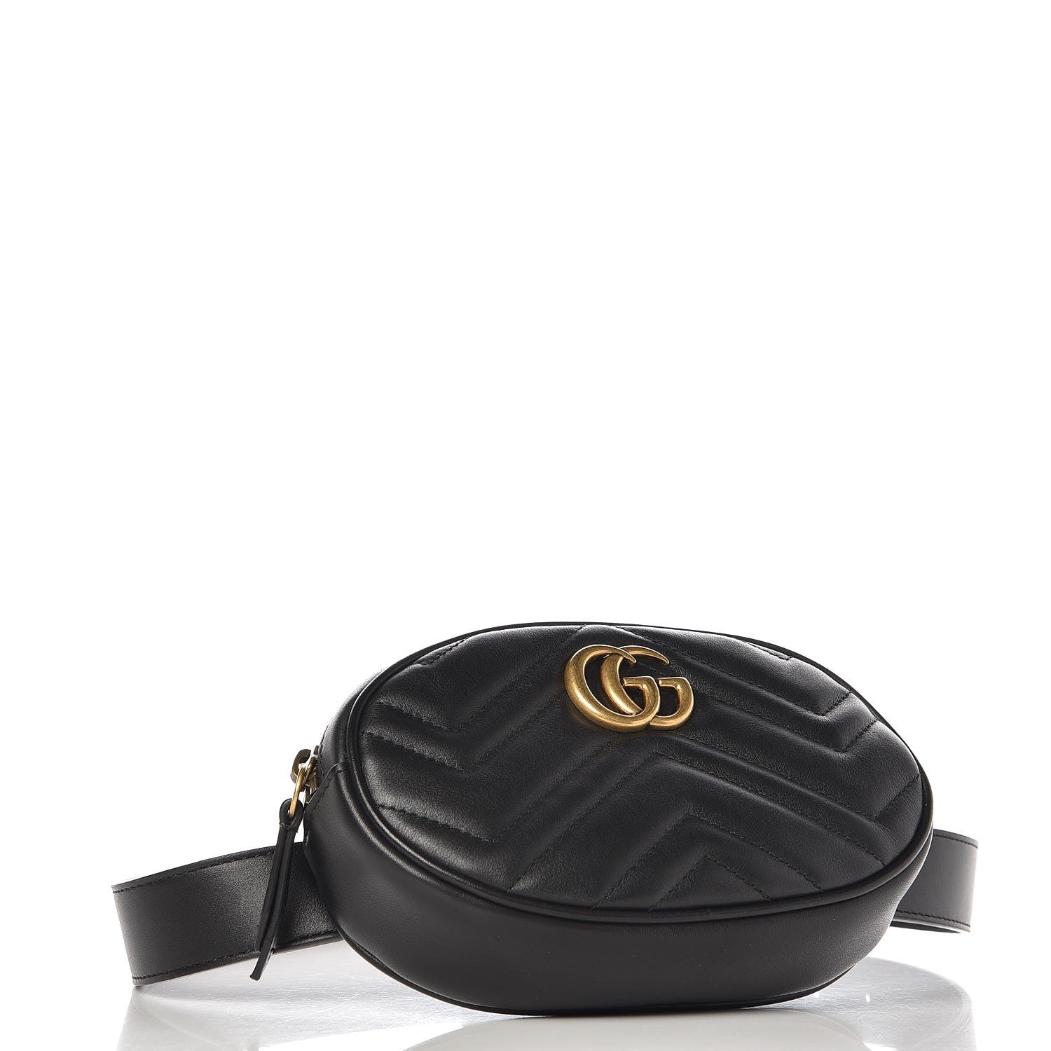 Gucci Calfskin Matelasse GG Marmont Belt Bag 85 34 Black 4 of 8