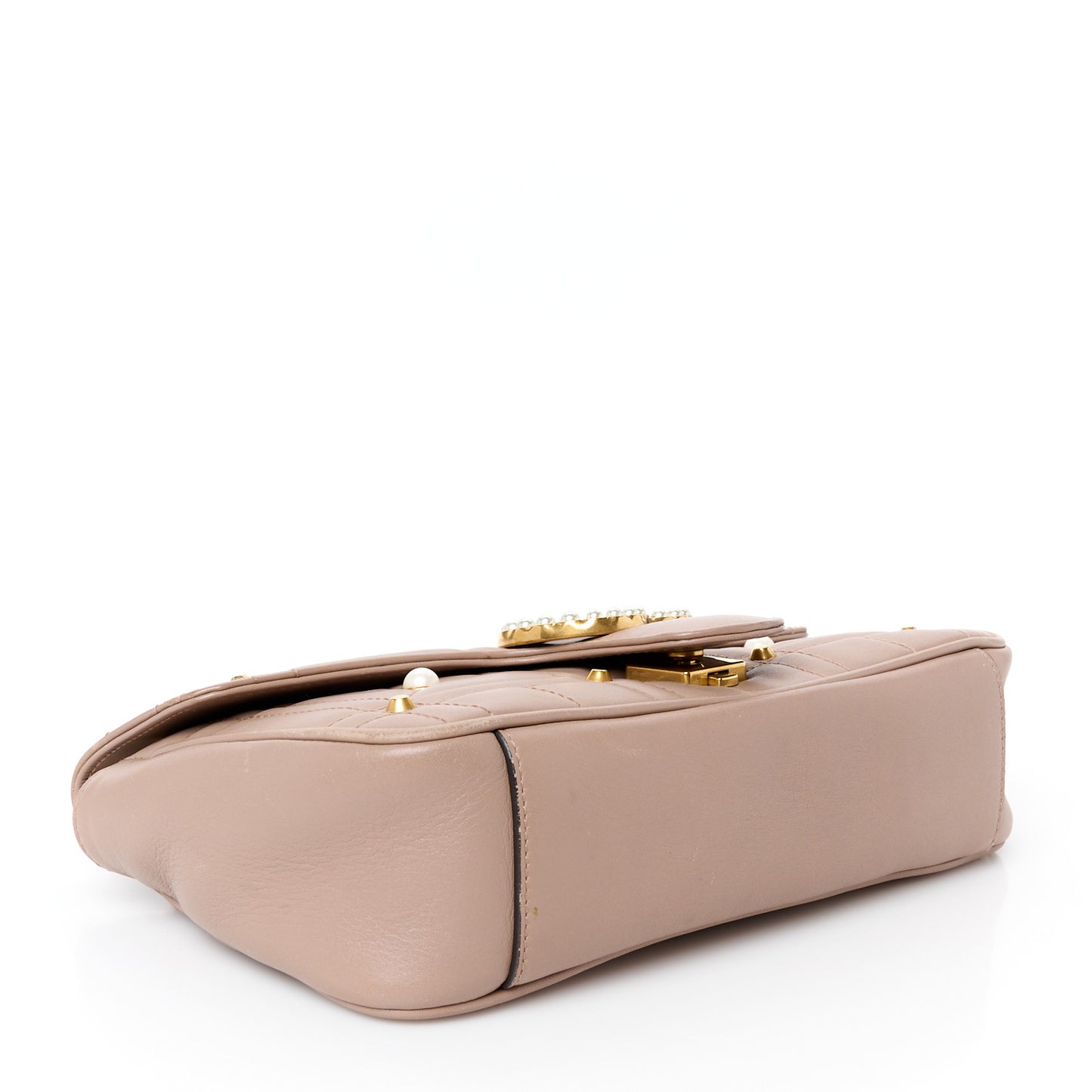 Calfskin Matelasse Studded Small Pearly GG Marmont Shoulder Bag Porcelain Rose