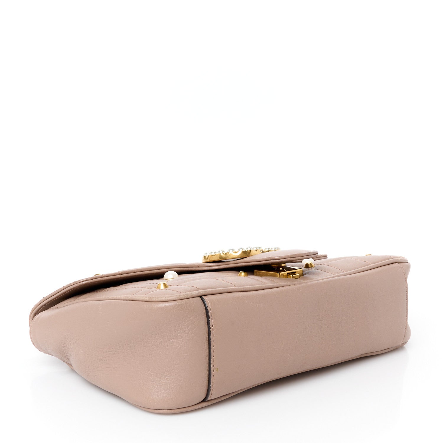 Gucci Calfskin Matelasse Studded Small Pearly GG Marmont Shoulder Bag Porcelain Rose 4 of 11