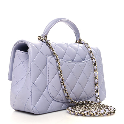 Chanel Lambskin Quilted Mini Top Handle Rectangular Flap Light Purple 3 of 10