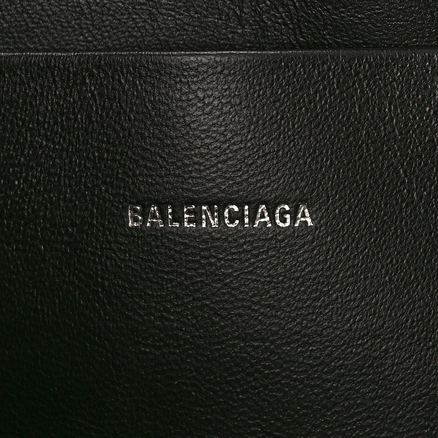 Grained Calfskin Logo Large Cash Wristlet Pouch Black White