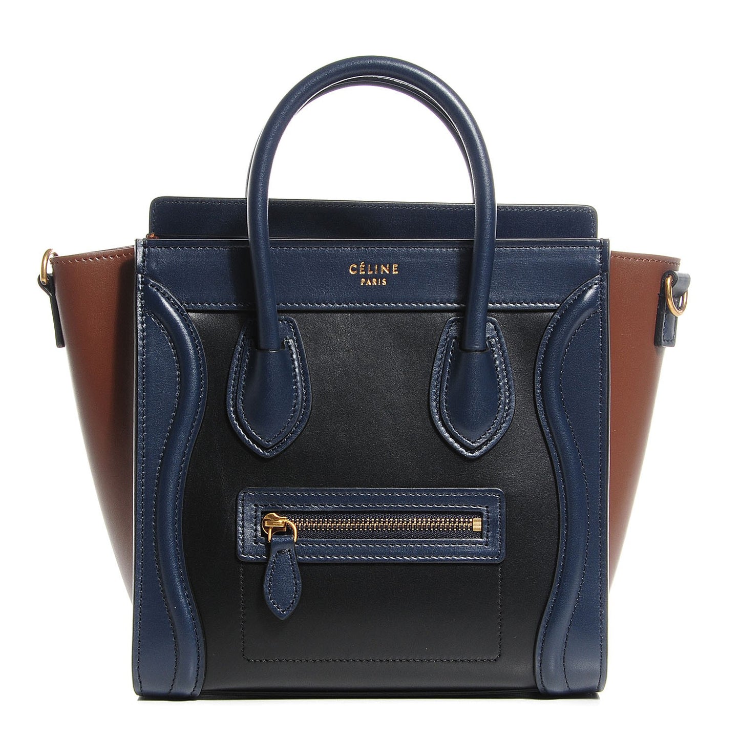 Smooth Calfskin Nano Tri-Color Luggage Black