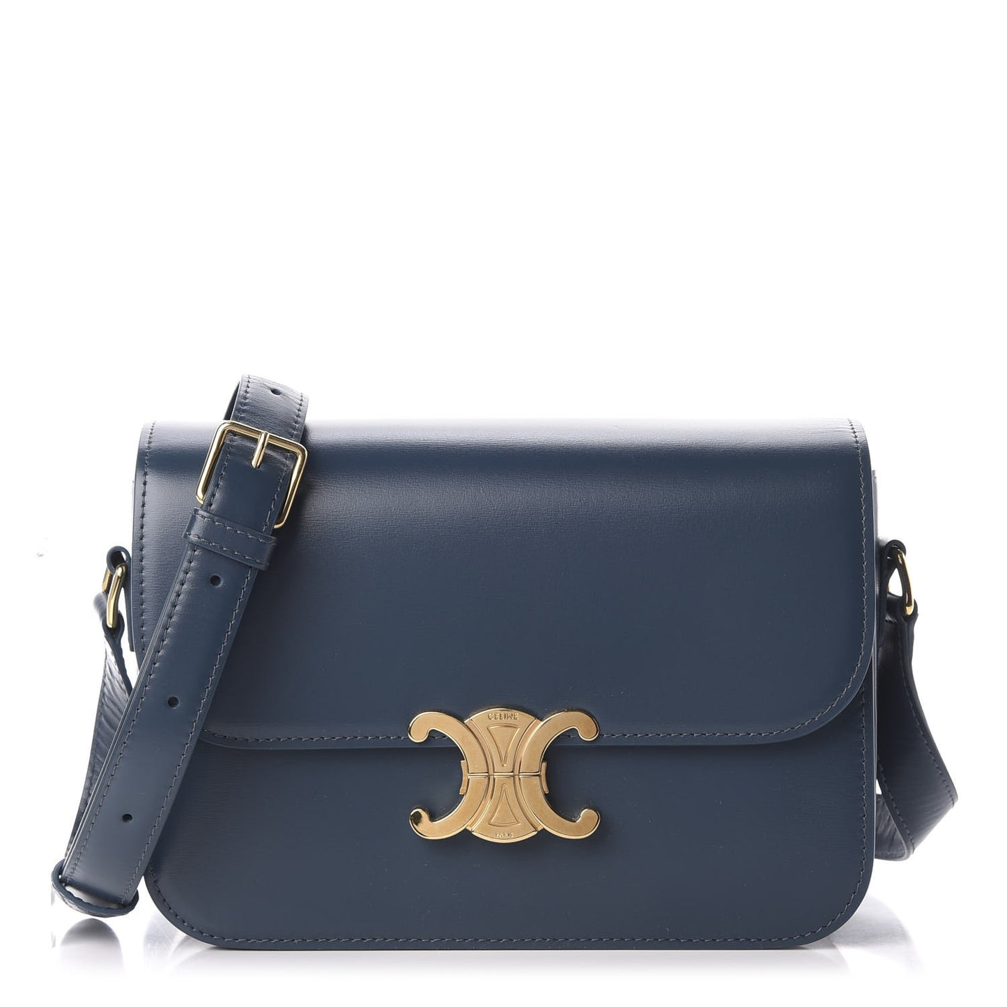 Shiny Calfskin Medium Triomphe Dark Blue