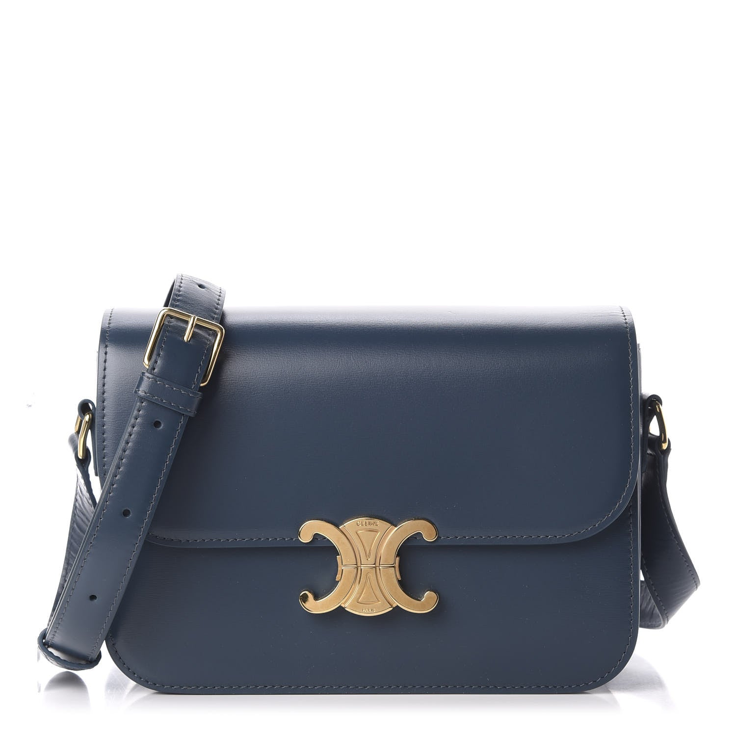Celine Shiny Calfskin Medium Triomphe Dark Blue 1 of 11