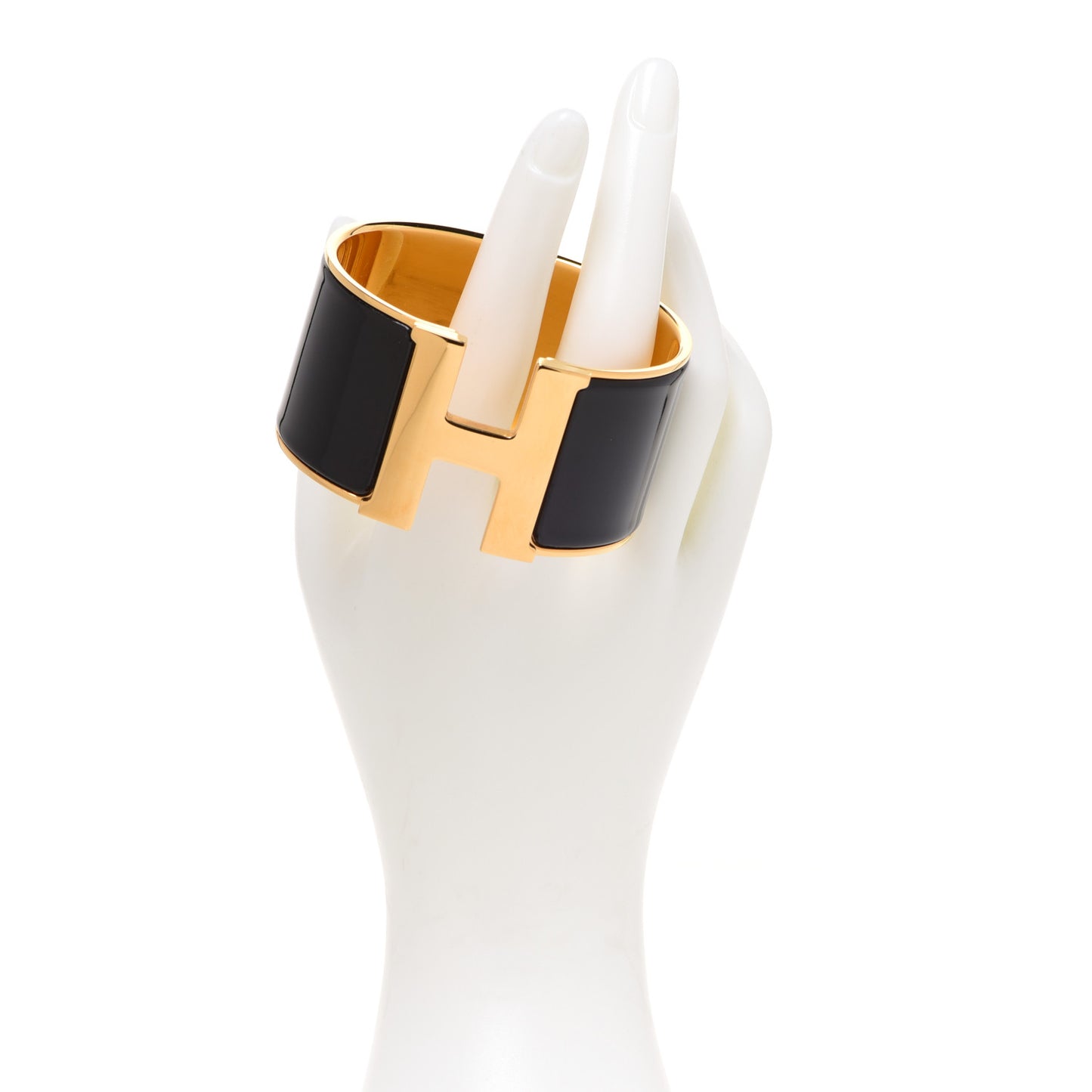 Enamel Extra Wide Clic Clac H Bracelet PM Black