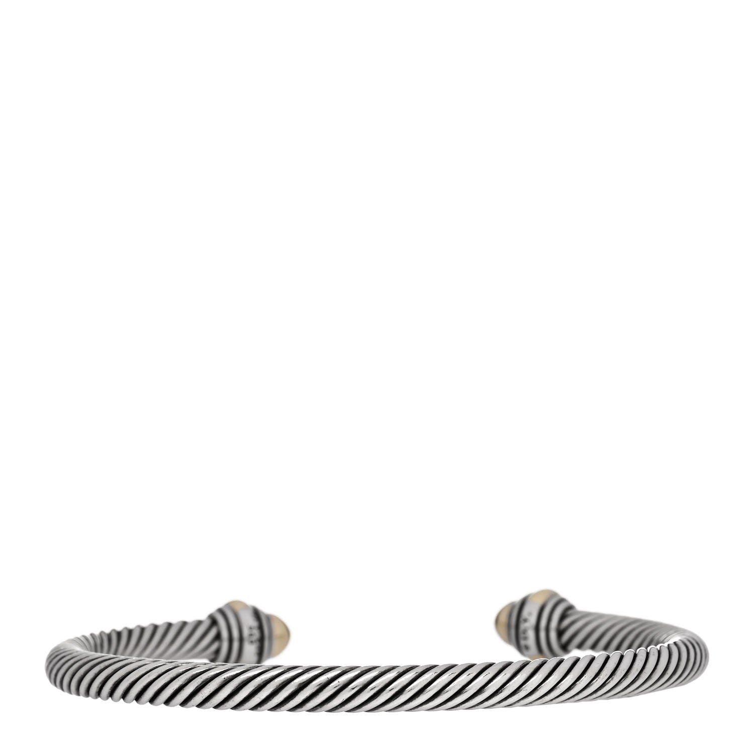 David Yurman Sterling Silver 14K Yellow Gold 5mm Cable Classics Dome Bracelet 2 of 4