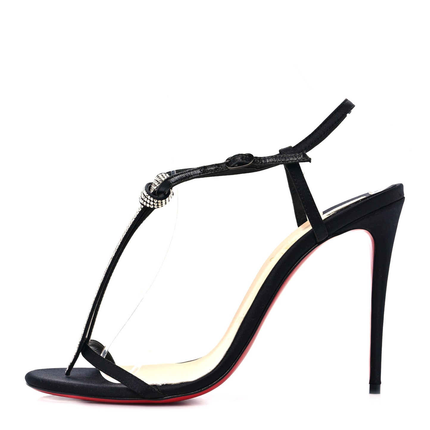 Satin Crepe Strass T Cab 100 T-Strap Sandals 39 Black