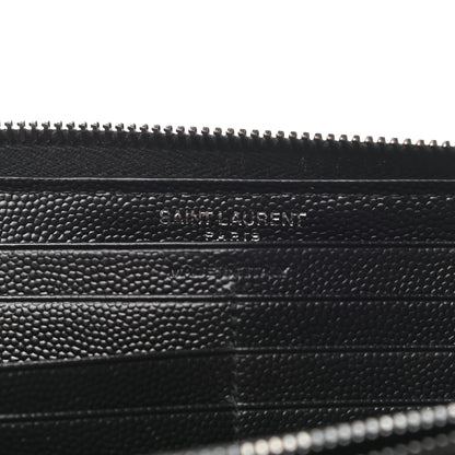 Saint Laurent Grain De Poudre Matelasse Chevron Monogram Zip Around Wallet Black 6 of 8