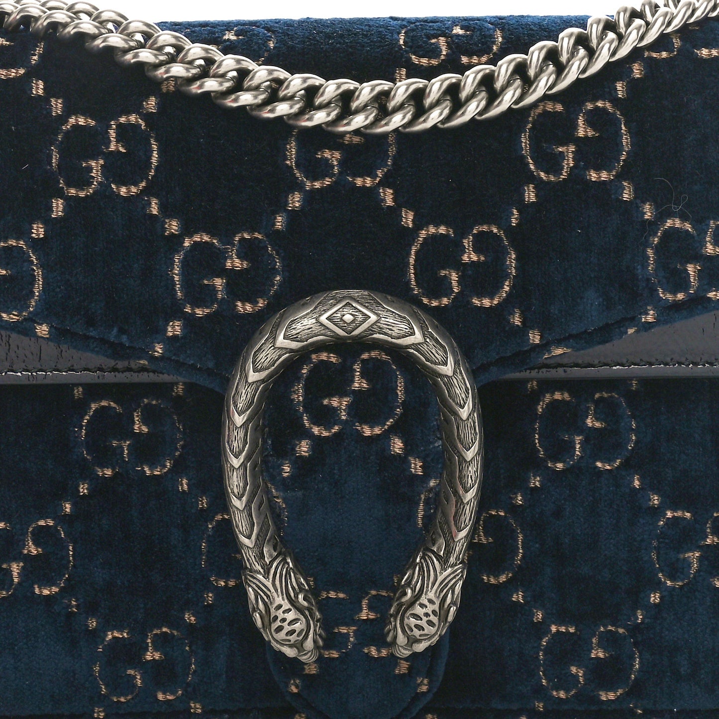 Velvet Skipper Crystal GG Monogram Small Dionysus Shoulder Bag Blue Beige Black