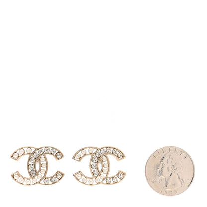 Chanel Crystal Pearl CC Earrings Gold 2 of 4