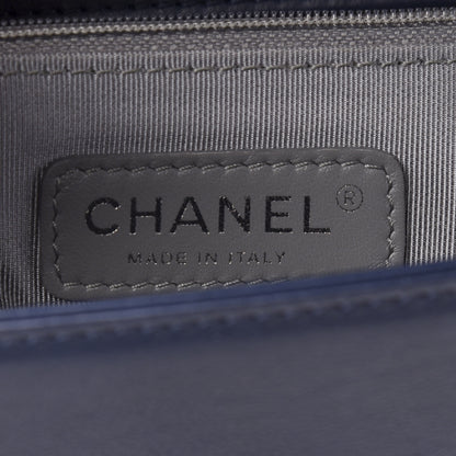 Chanel Calfskin Double Stitch Large Boy Flap Navy Blue 8 of 11