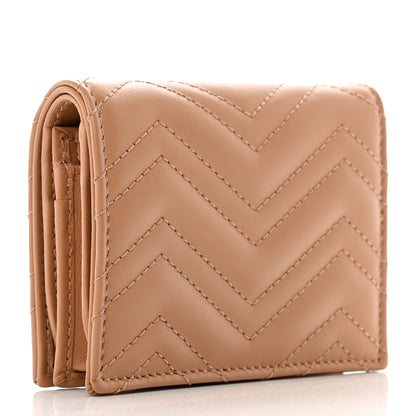 Gucci Calfskin Matelasse Monochrome GG Marmont Card Case Wallet Camelia 3 of 8