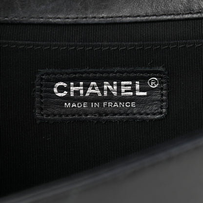 Chanel Lambskin Pleated Medium Boy Flap Black 6 of 12
