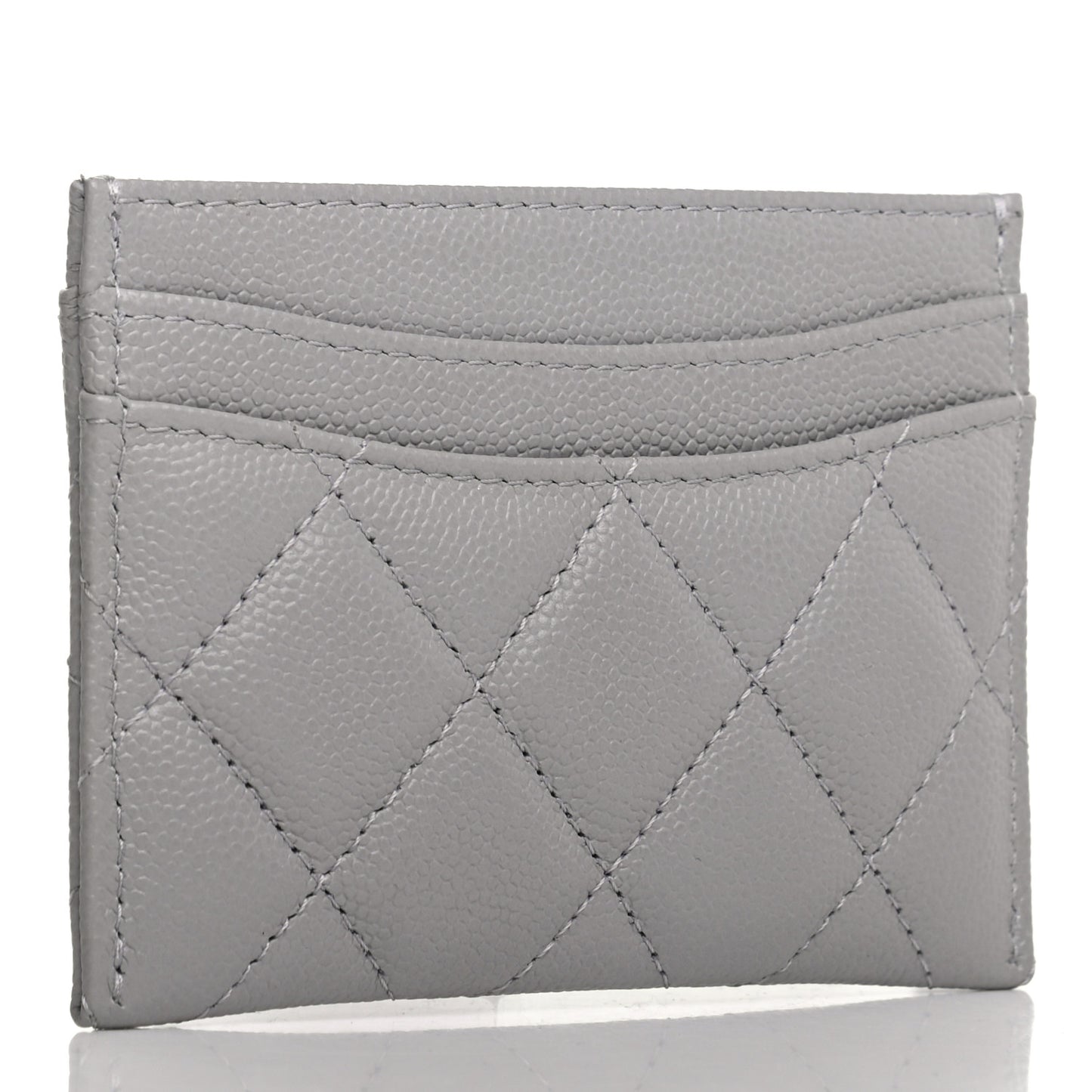 Caviar Quilted Card Holder Grey