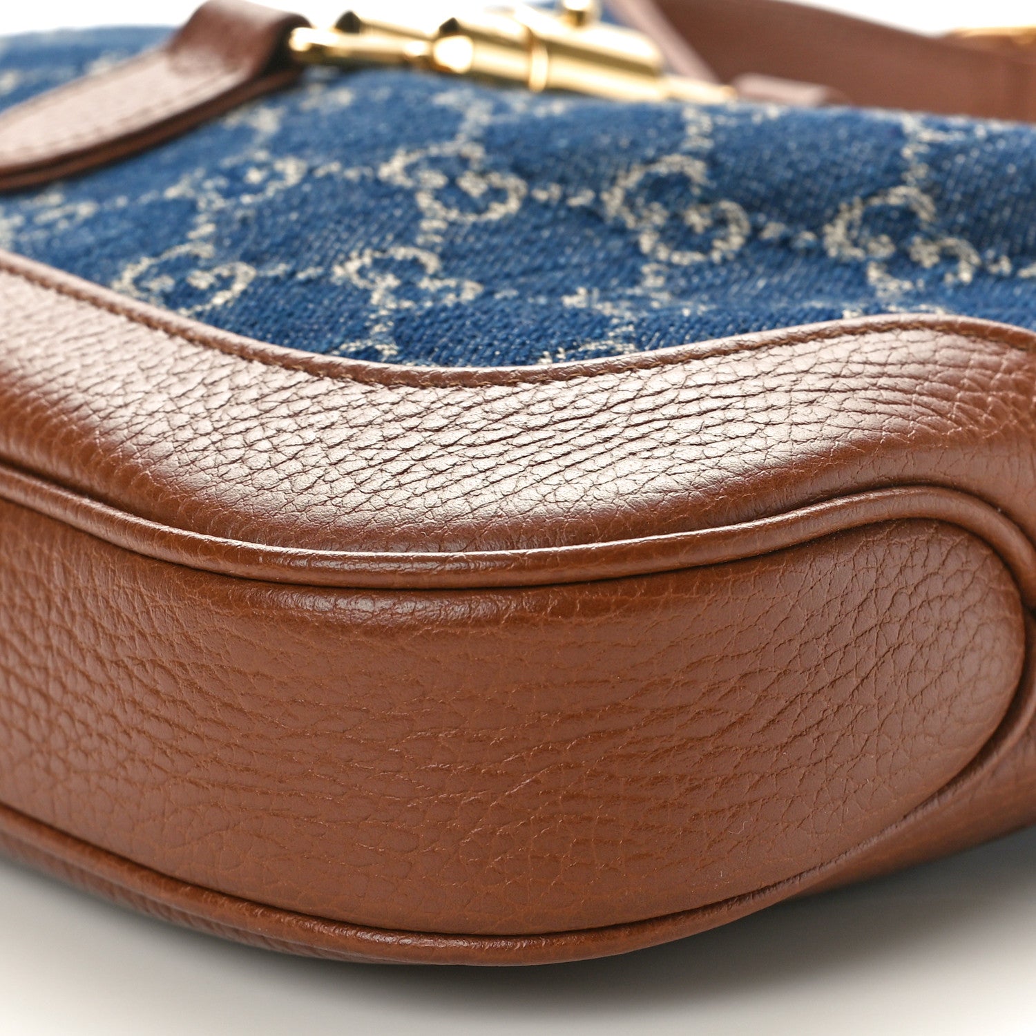 Gucci New Denim GG Monogram Calfskin Small Jackie 1961 Hobo Blue Tea Cuir 10 of 10