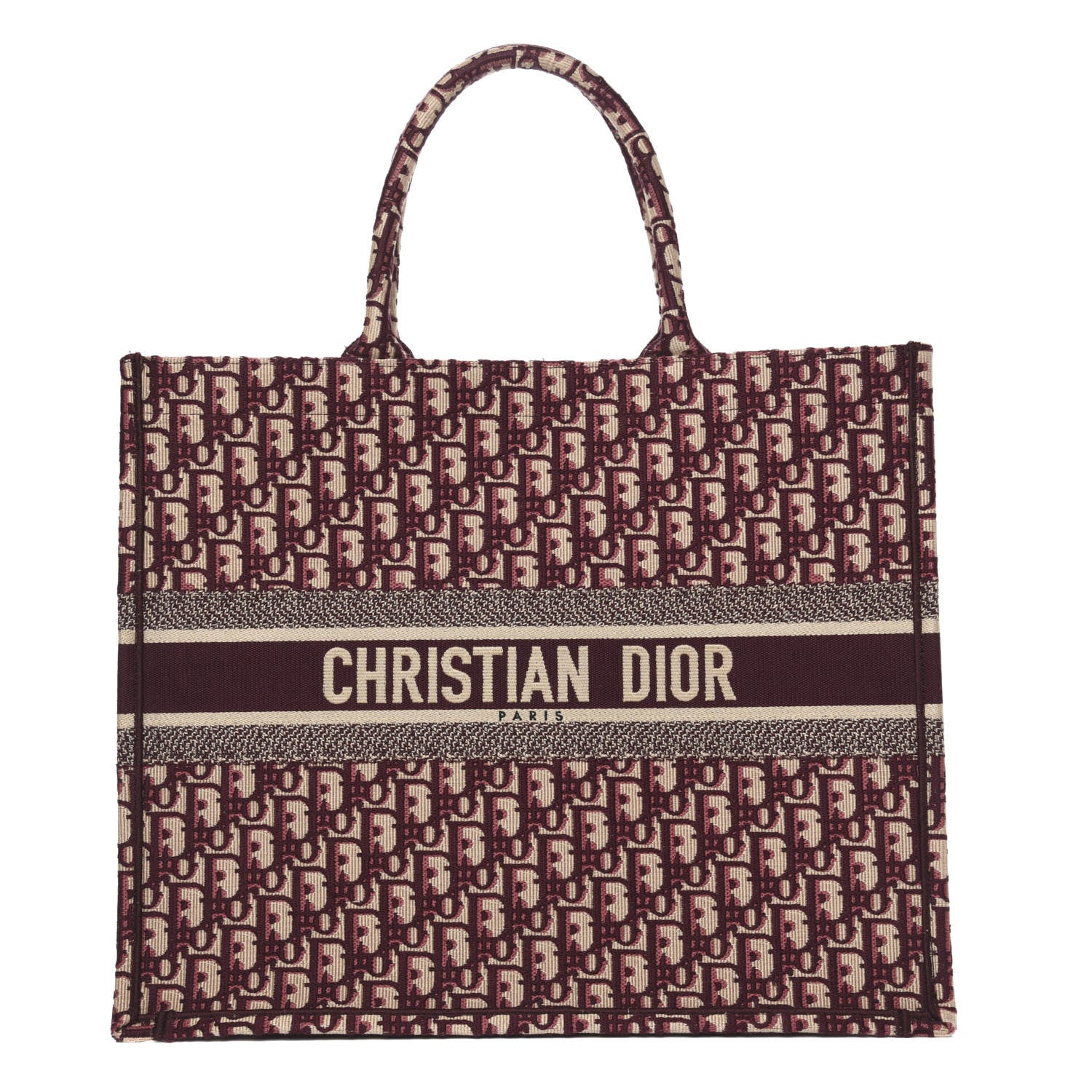 Christian Dior Oblique Large Book Tote Burgundy Multicolor 1 of 12