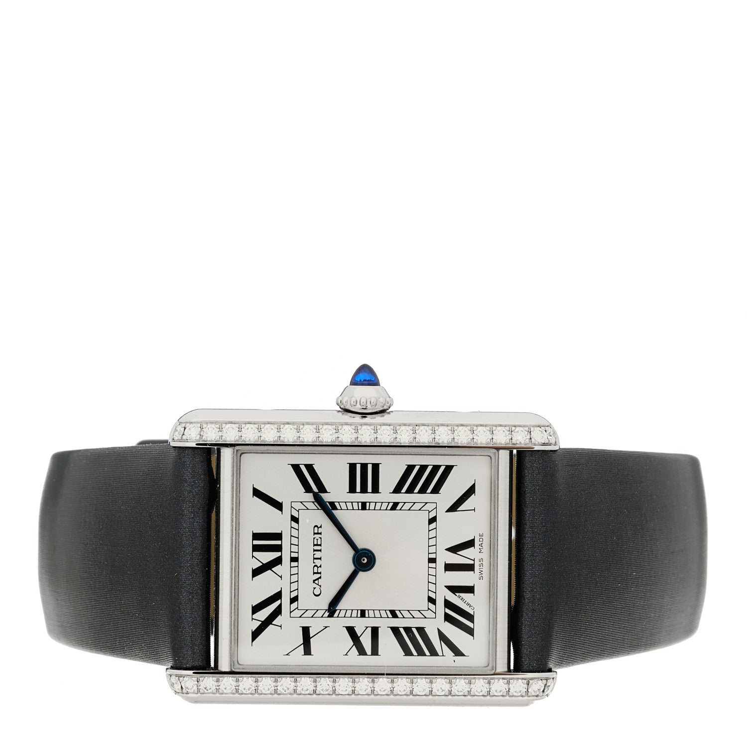 Cartier Stainless Steel Satin Diamond 25mm Must de Cartier Tank Quartz Watch 2 of 5