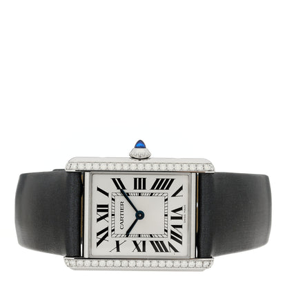 Cartier Stainless Steel Satin Diamond 25mm Must de Cartier Tank Quartz Watch 2 of 5
