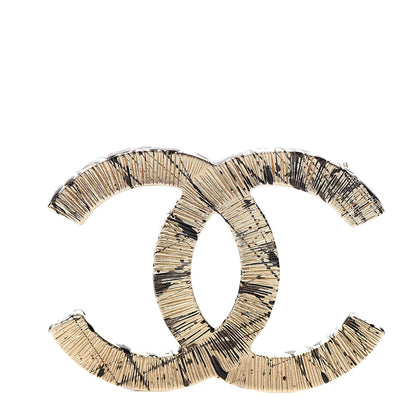 Chanel Matte Jackson Pollock Splattered Paint CC Brooch Gold Black 1 of 4