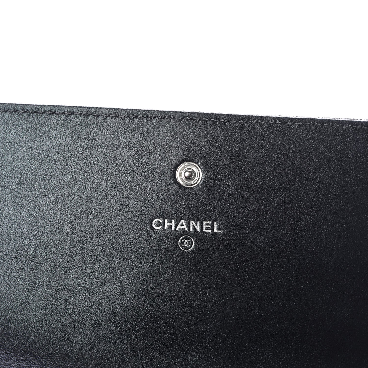 Chanel Iridescent Caviar Quilted Classic Pouch Clutch Black 7 of 10