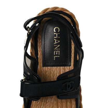 Chanel Mesh Patent Calfskin Velcro Dad Sandals 41 Black 7 of 9