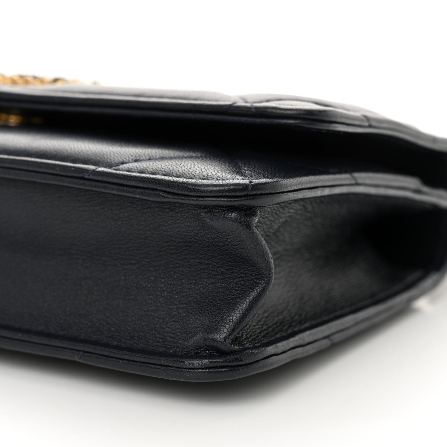 Lambskin Quilted Chanel 19 Wallet On Chain WOC Navy Blue